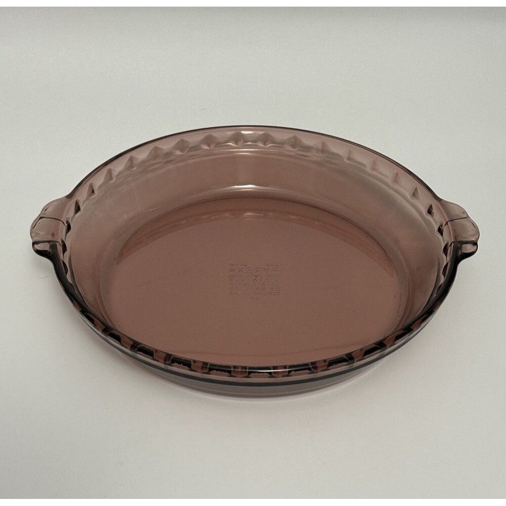 Vintage PYREX 229-20 Cranberry Glass 9.5” Deep Dish Pie Plate Fluted USA